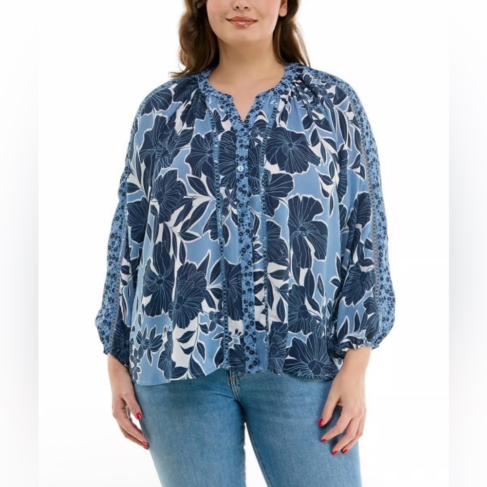Zac & Rachel Navy Floral Blouse